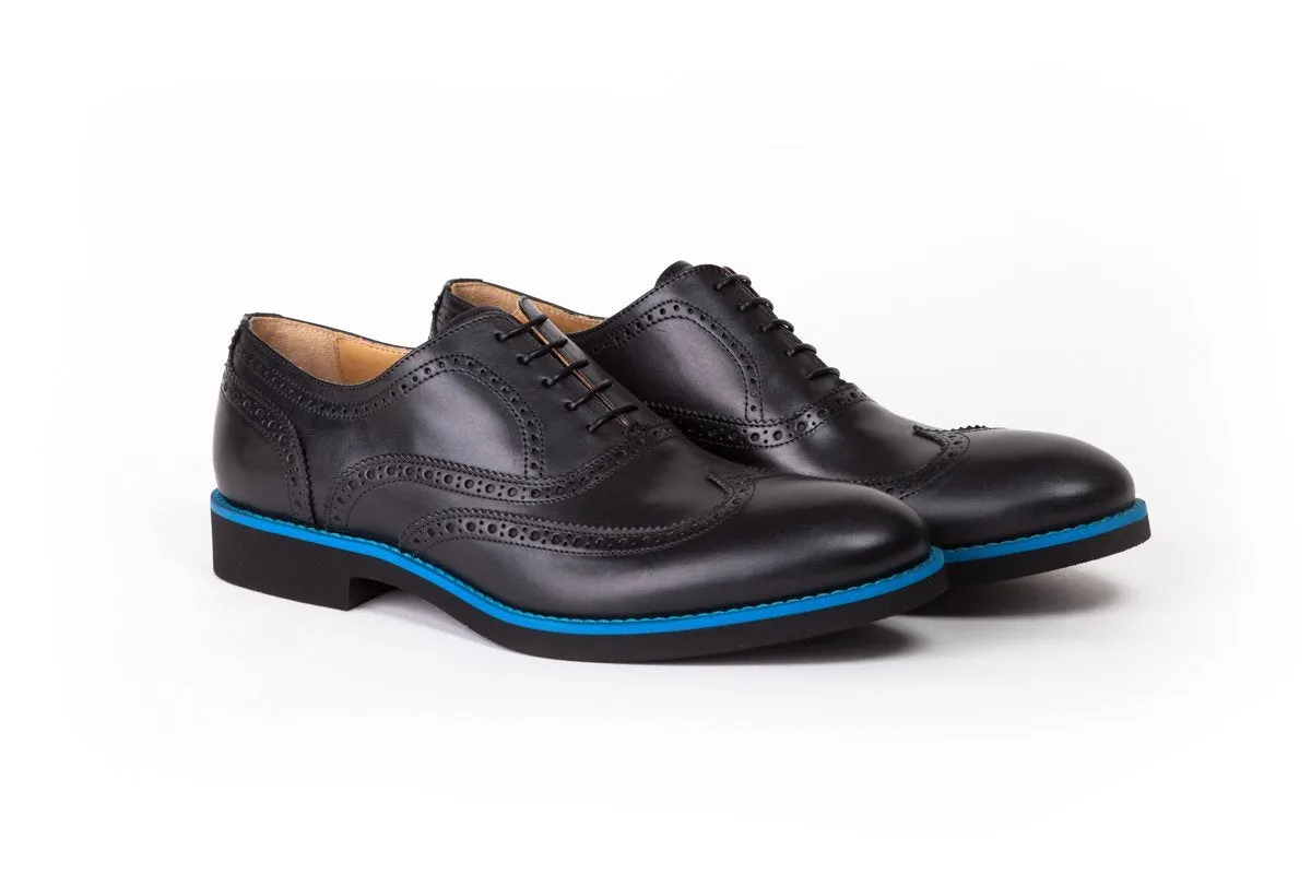 2017 Men's Black & Blue Brogue Wingtip