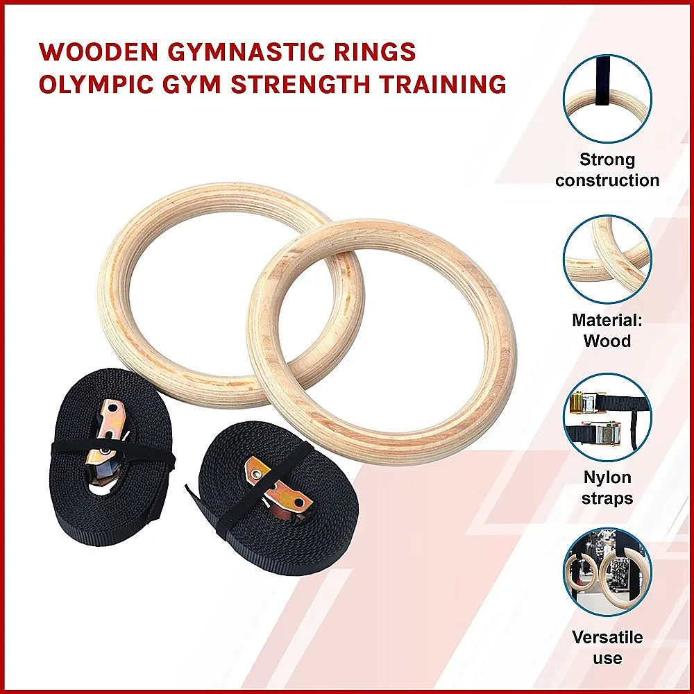 28mm Wooden Gymnastic Rings, Adjustable, 400kg Load