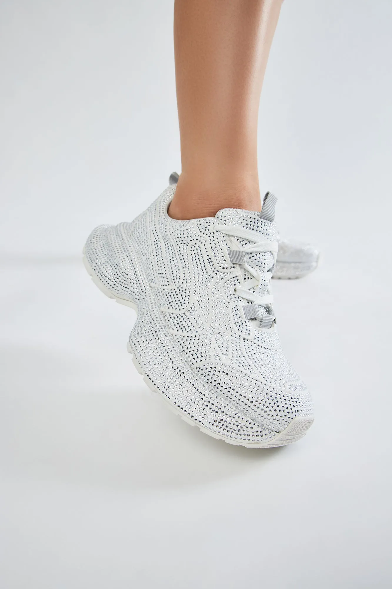 Amber Rhinestone Sneakers - White