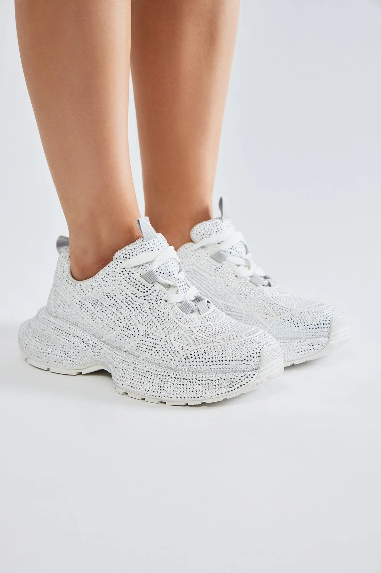 Amber Rhinestone Sneakers - White