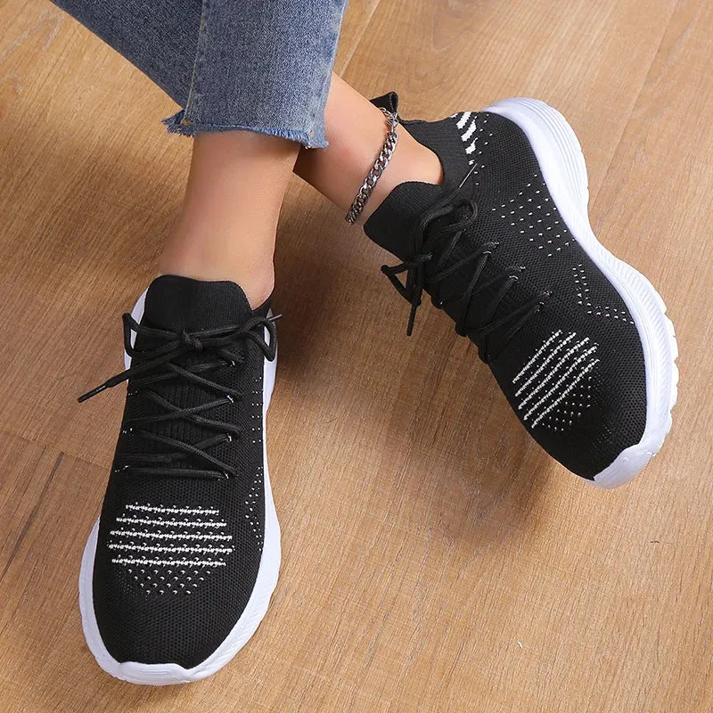 AMOZAE- - Plus Size Knitting Platform Sneakers