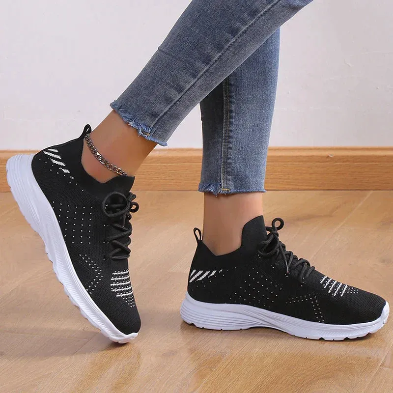 AMOZAE- - Plus Size Knitting Platform Sneakers