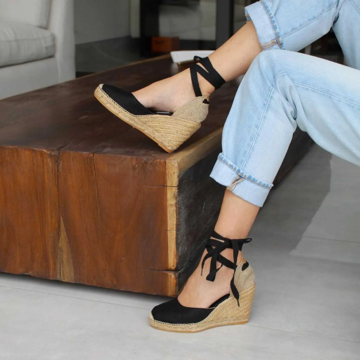 Basic High Heel Linen Wedge Espadrille for Women - Palamos