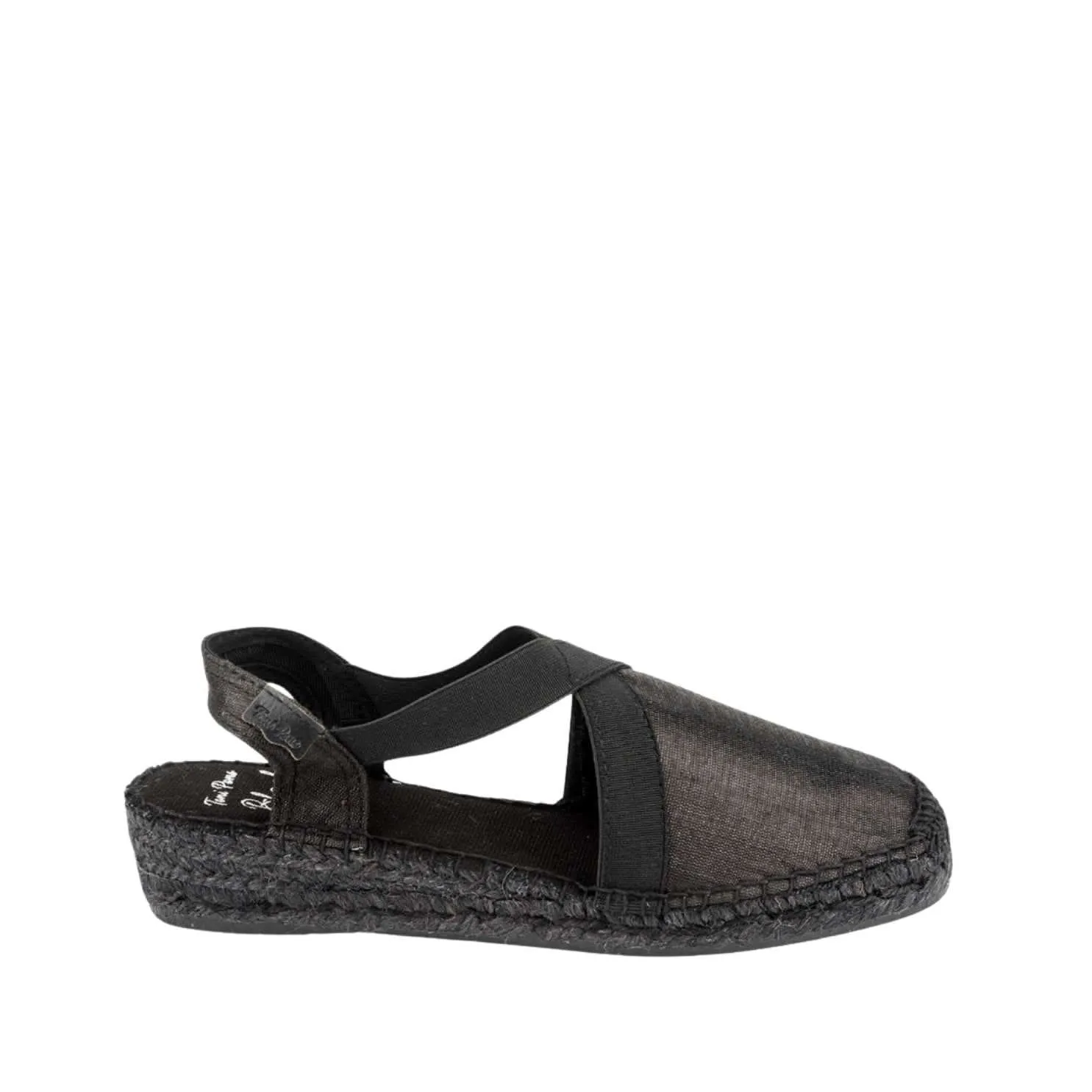 Black Silk Wedge Espadrille for Women - Vic-BK