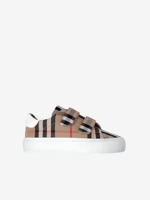 Burberry Kids Beige & White Vintage Check Trainers