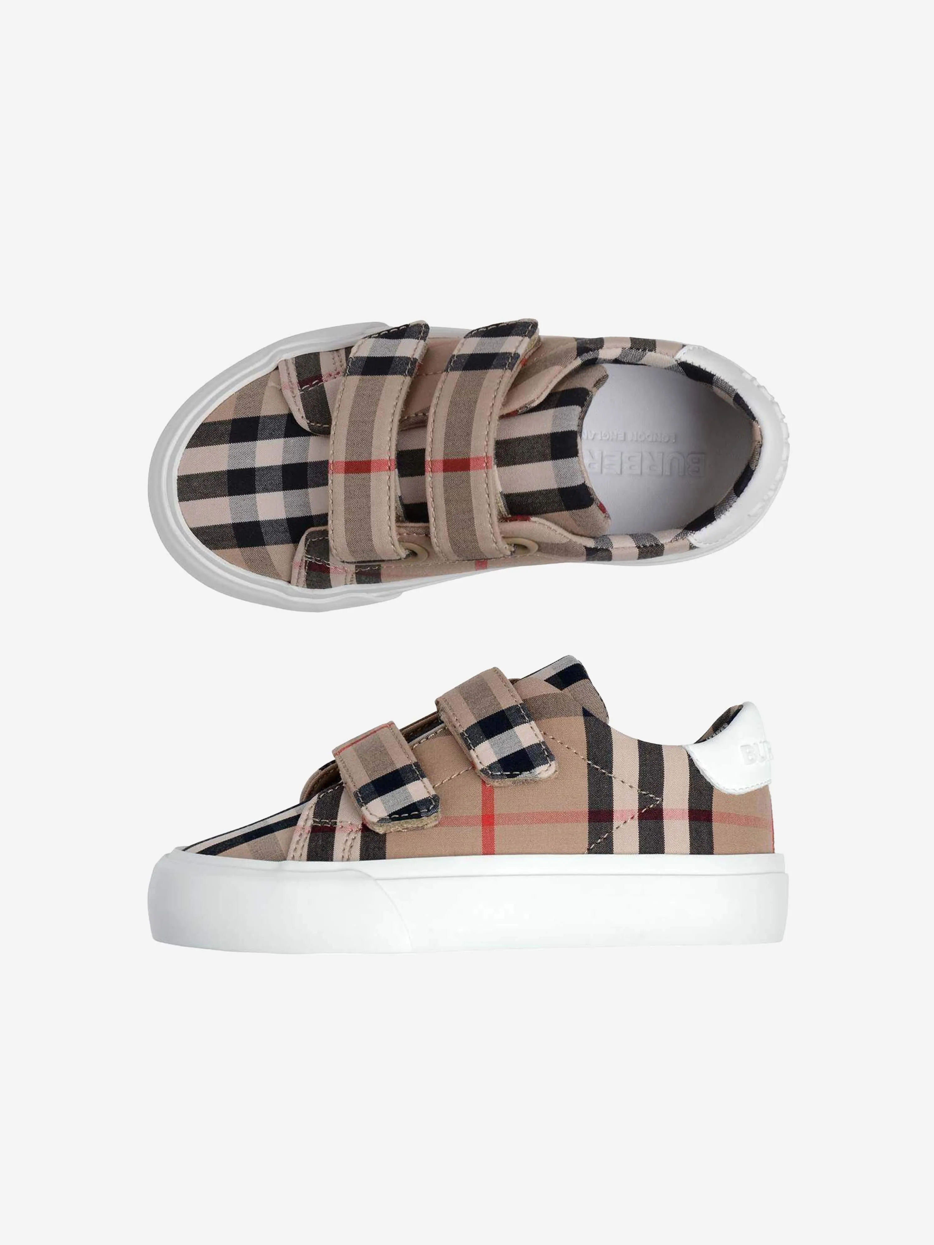 Burberry Kids Beige & White Vintage Check Trainers