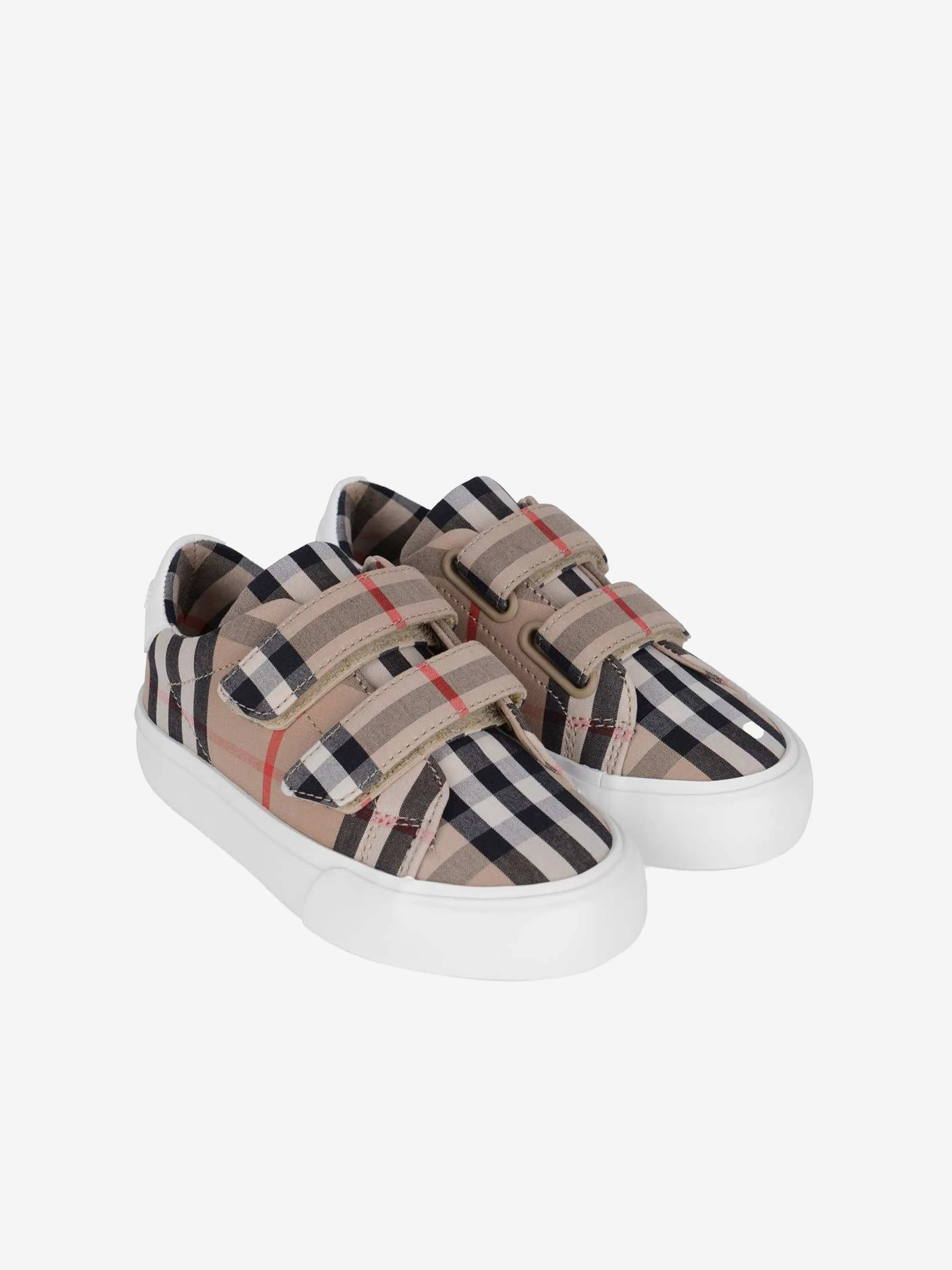 Burberry Kids Beige & White Vintage Check Trainers