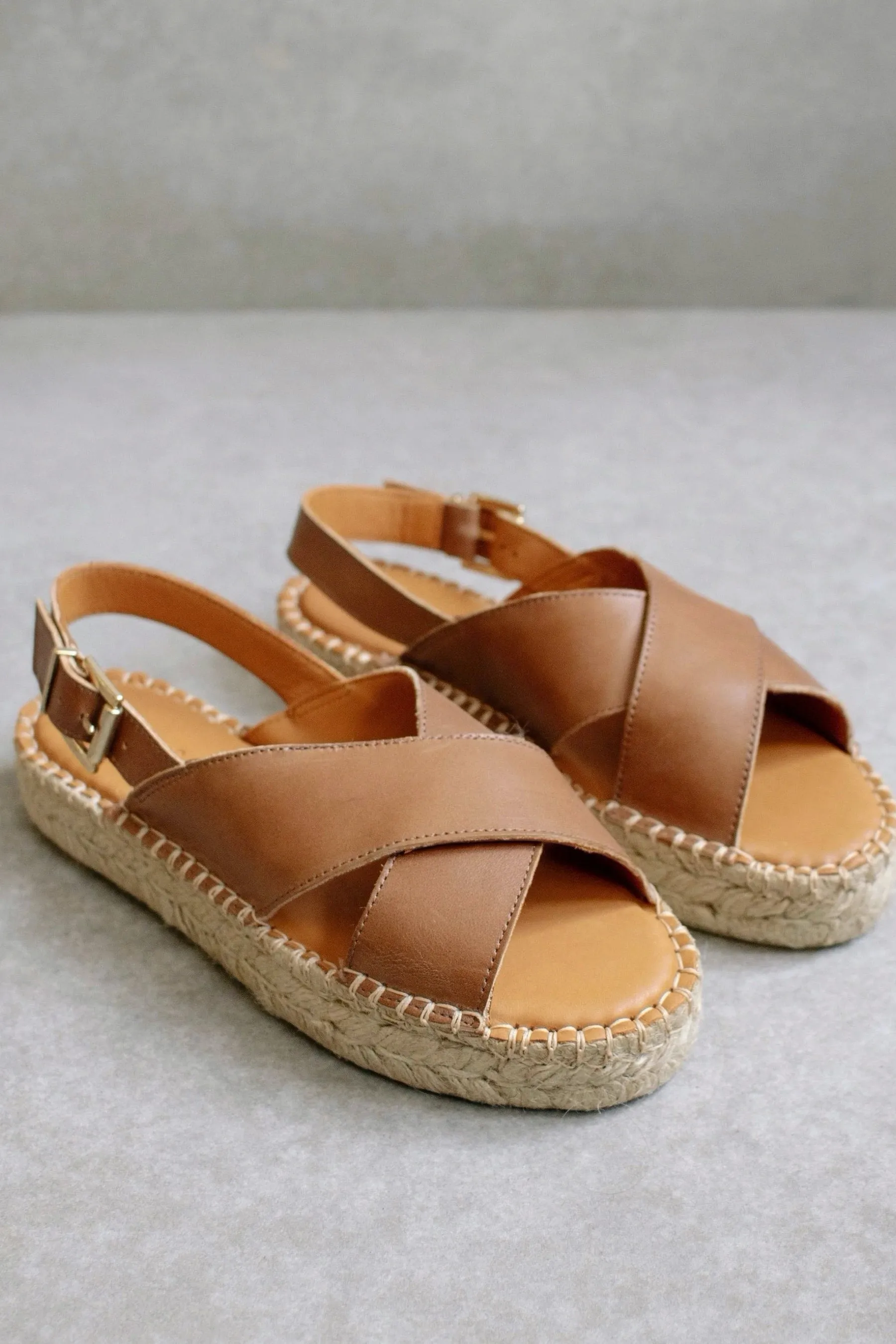 Camel Crossed Espadrille