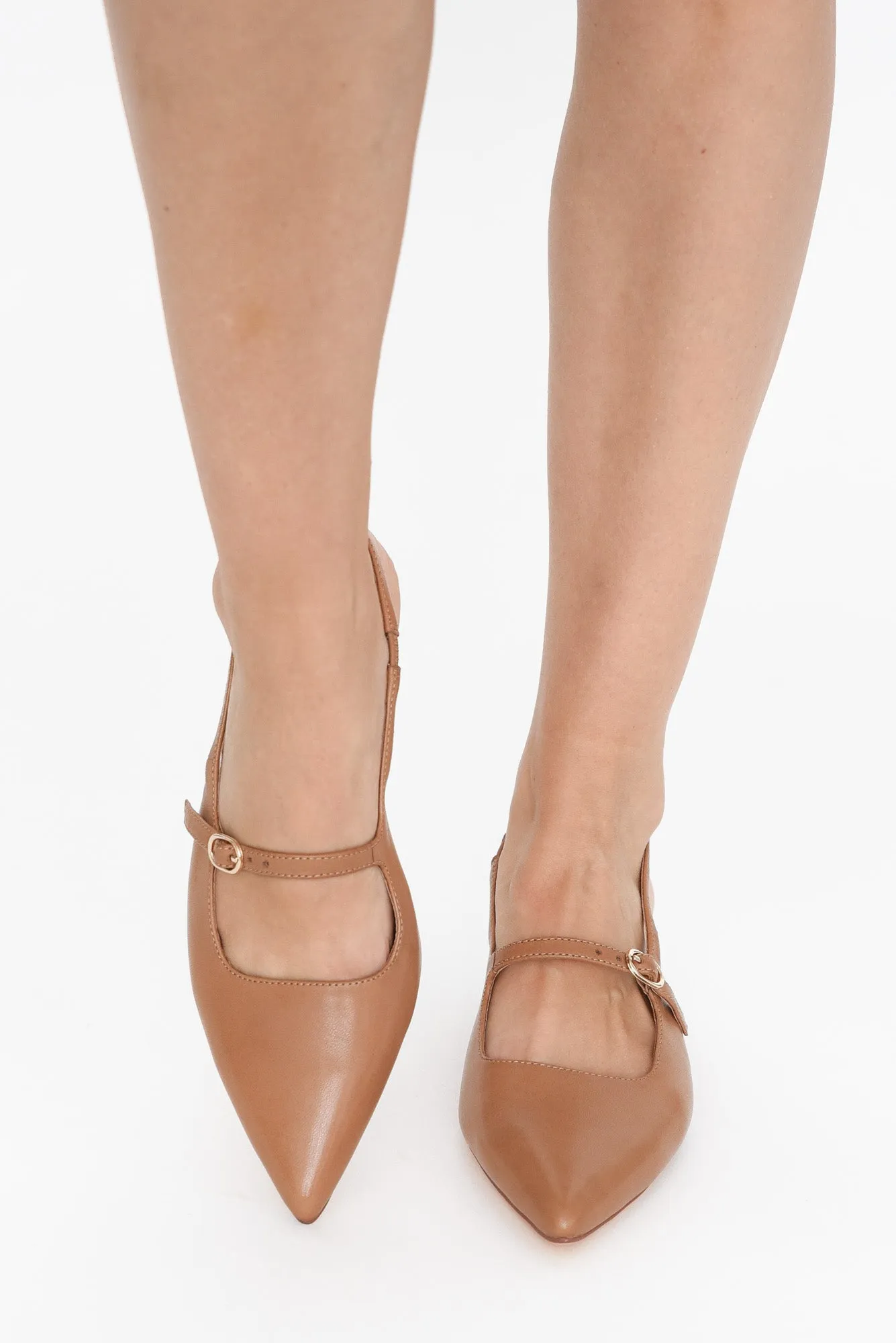 Candor Brandy Leather Slingback Heel