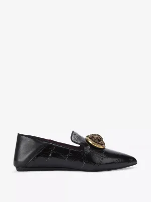 Chelsea eagle-embellished flat patent-leather loafers