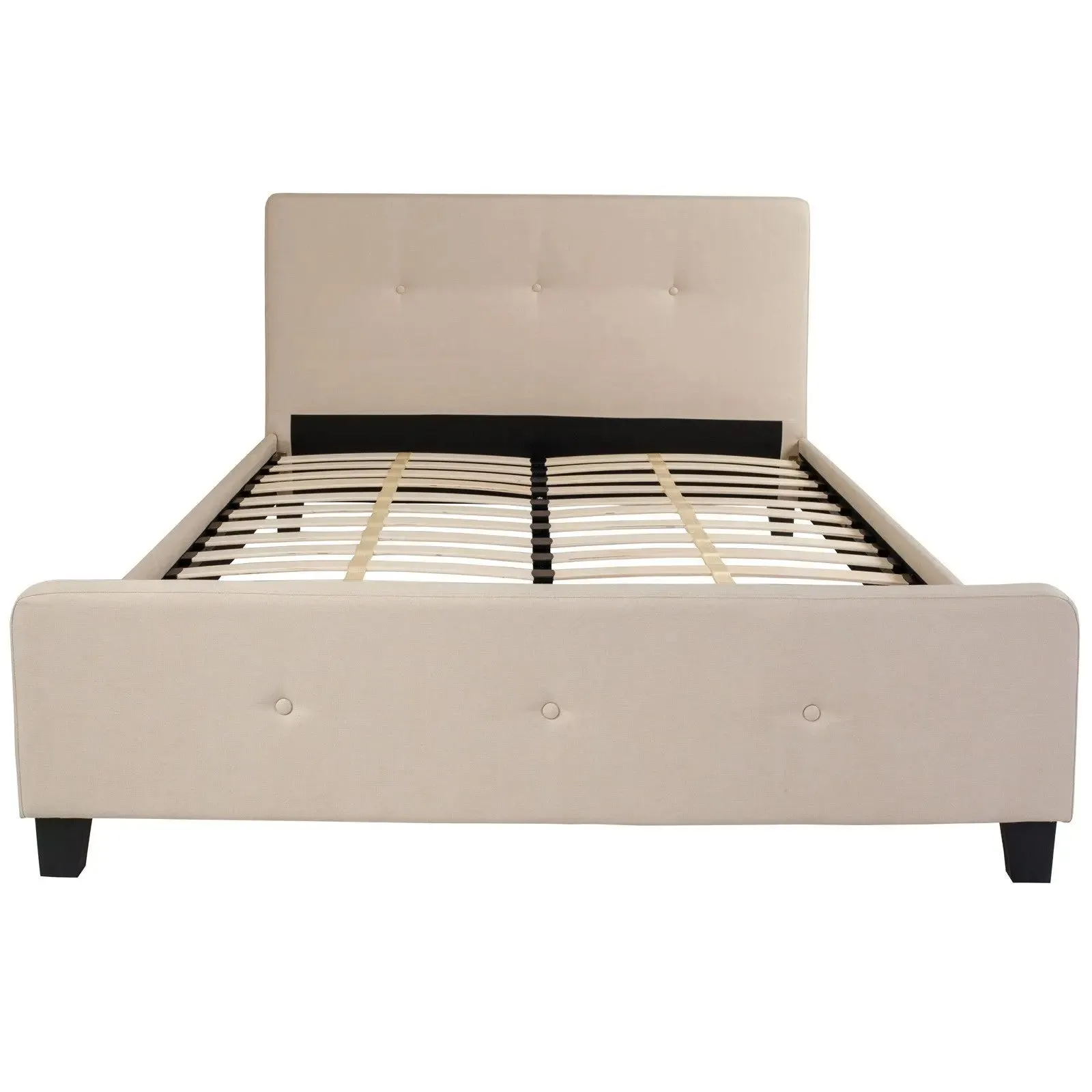 Collette Tufted Upholstered Platform Bed, Beige (Queen)