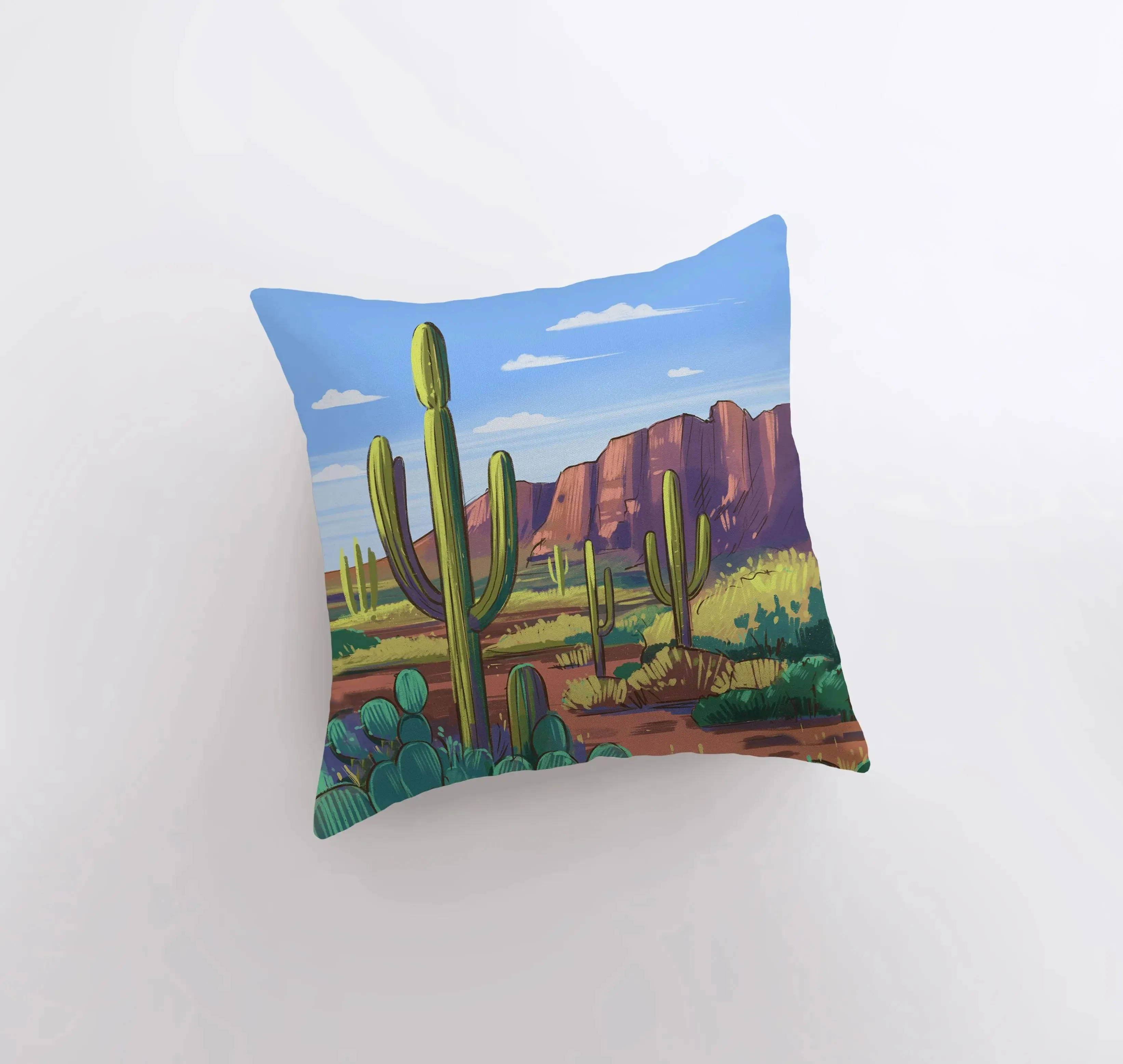 Desert Art | Arizona Blue Sky and Sunset | Desert Cactus | Arizona Gifts | Arizona Art | Desert Painting | Saguaro Cactus | Home Decor