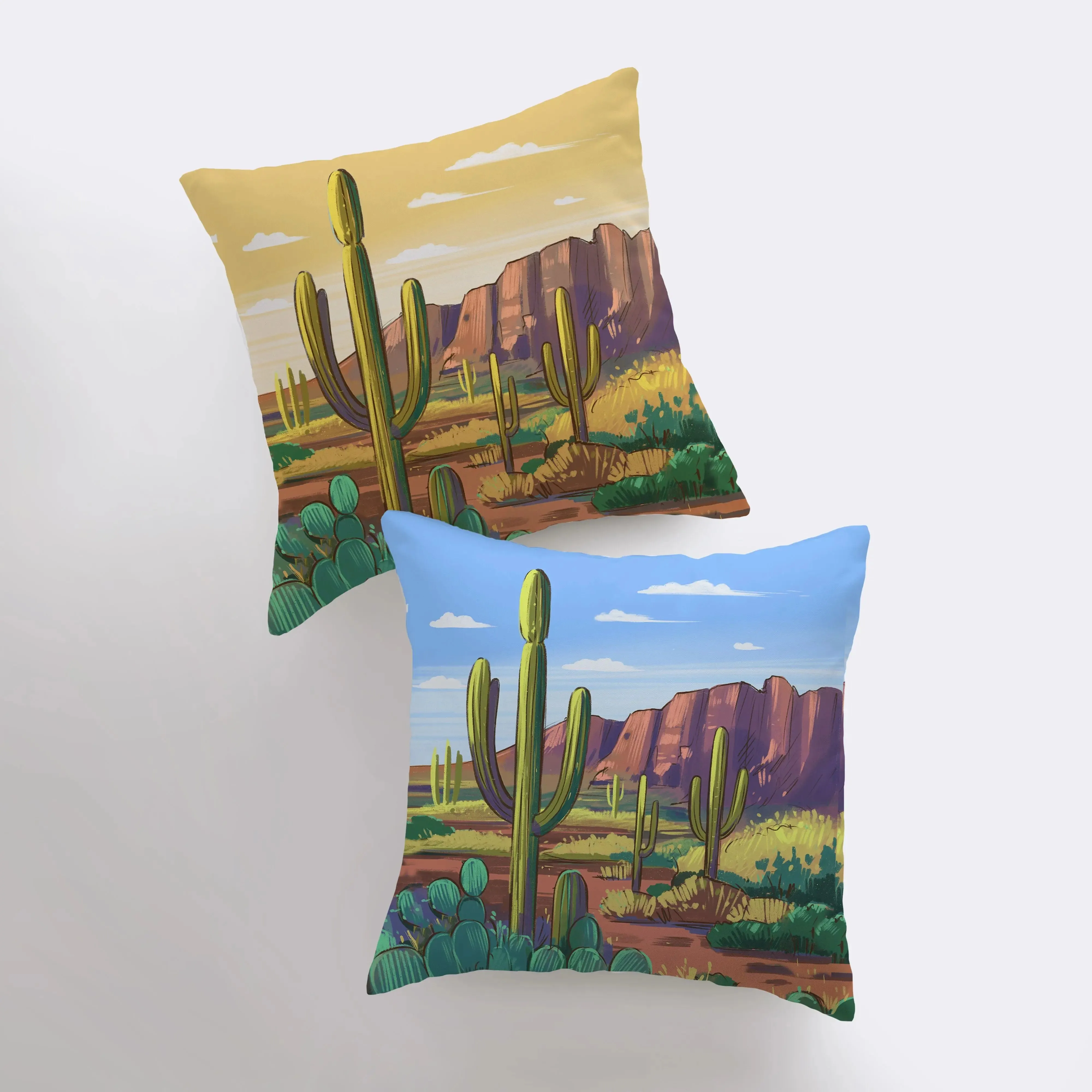 Desert Art | Arizona Blue Sky and Sunset | Desert Cactus | Arizona Gifts | Arizona Art | Desert Painting | Saguaro Cactus | Home Decor