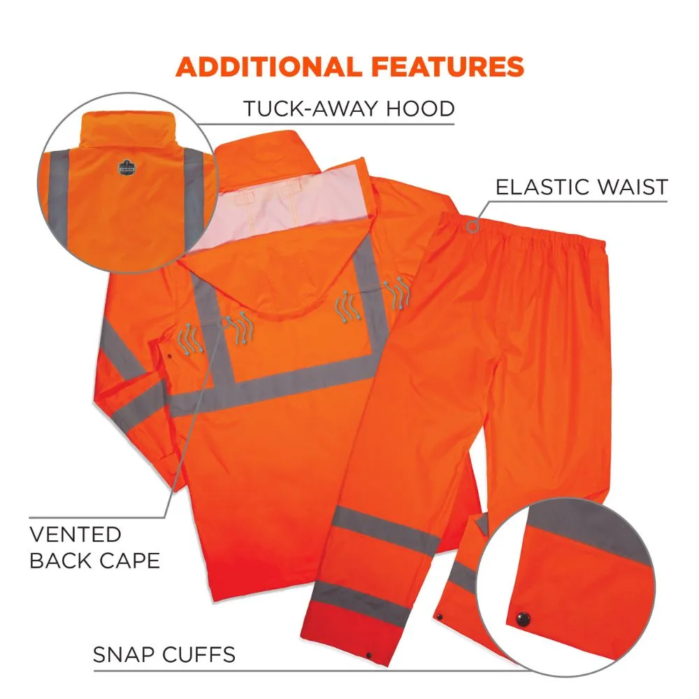 Ergodyne 25333 #8376K M Orange Lightweight HV Rain Suit