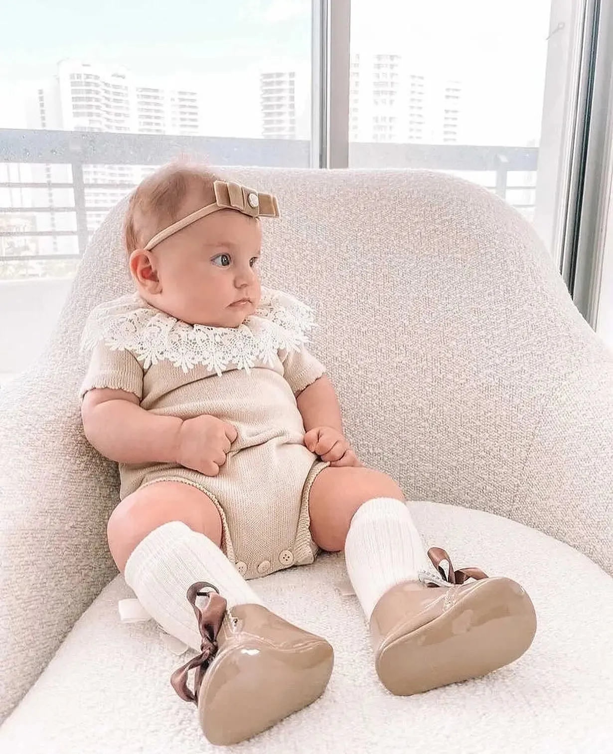 Estelle- Tan Patent Leather Baby Booties