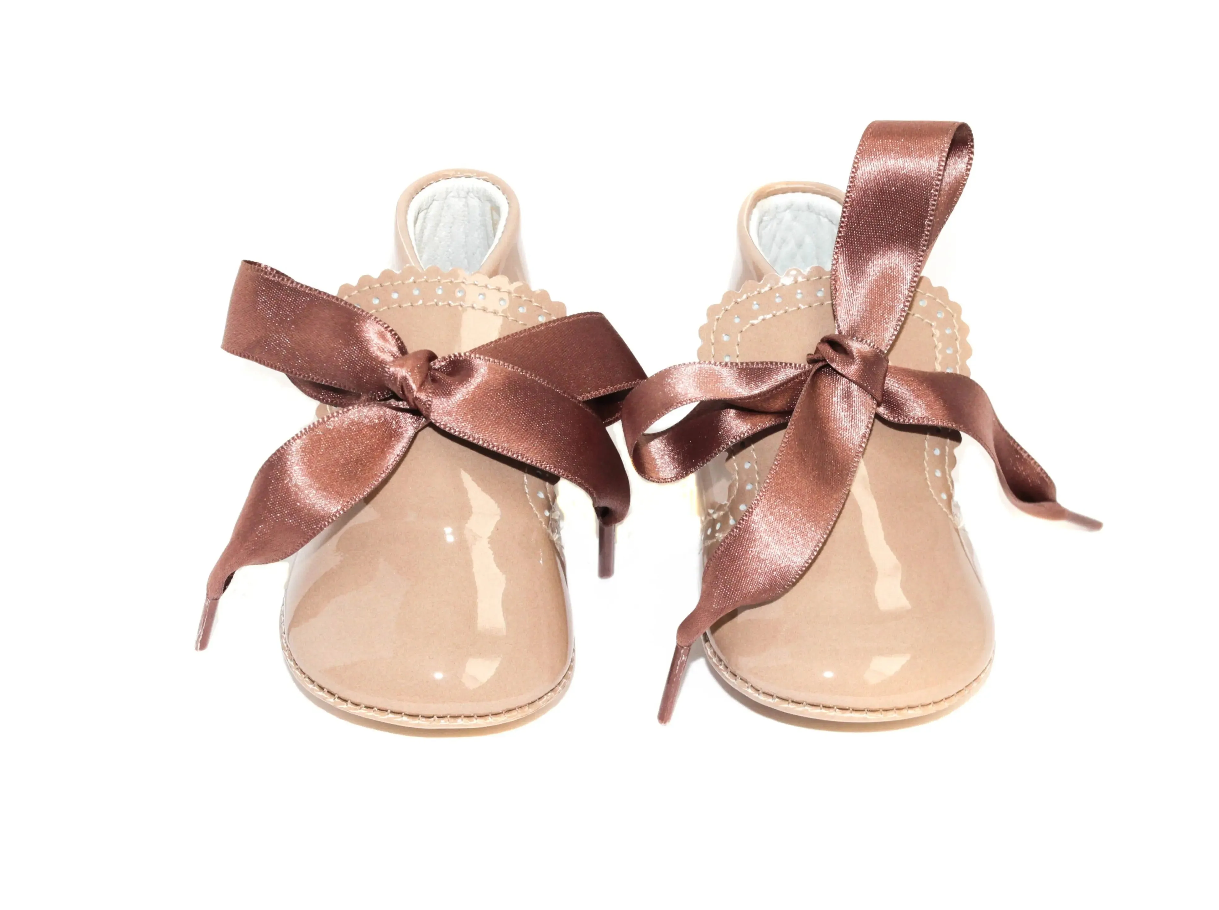 Estelle- Tan Patent Leather Baby Booties