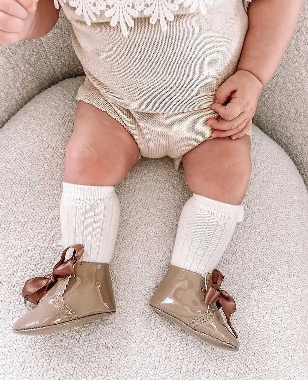 Estelle- Tan Patent Leather Baby Booties