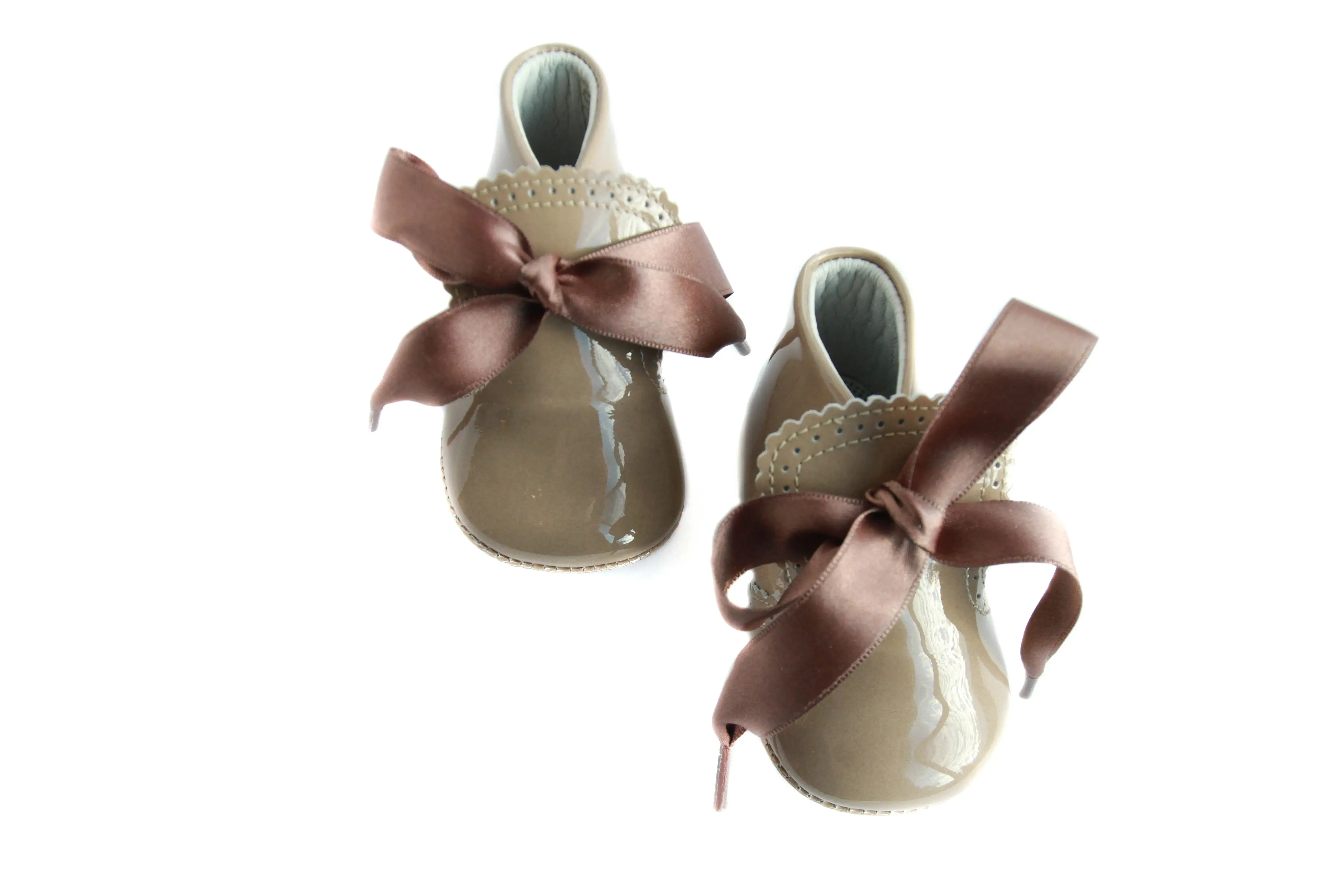 Estelle- Tan Patent Leather Baby Booties