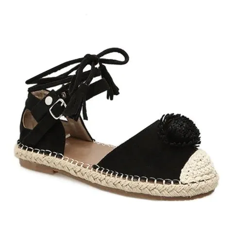 Fancy Espadrille Ankle Wrap Flats