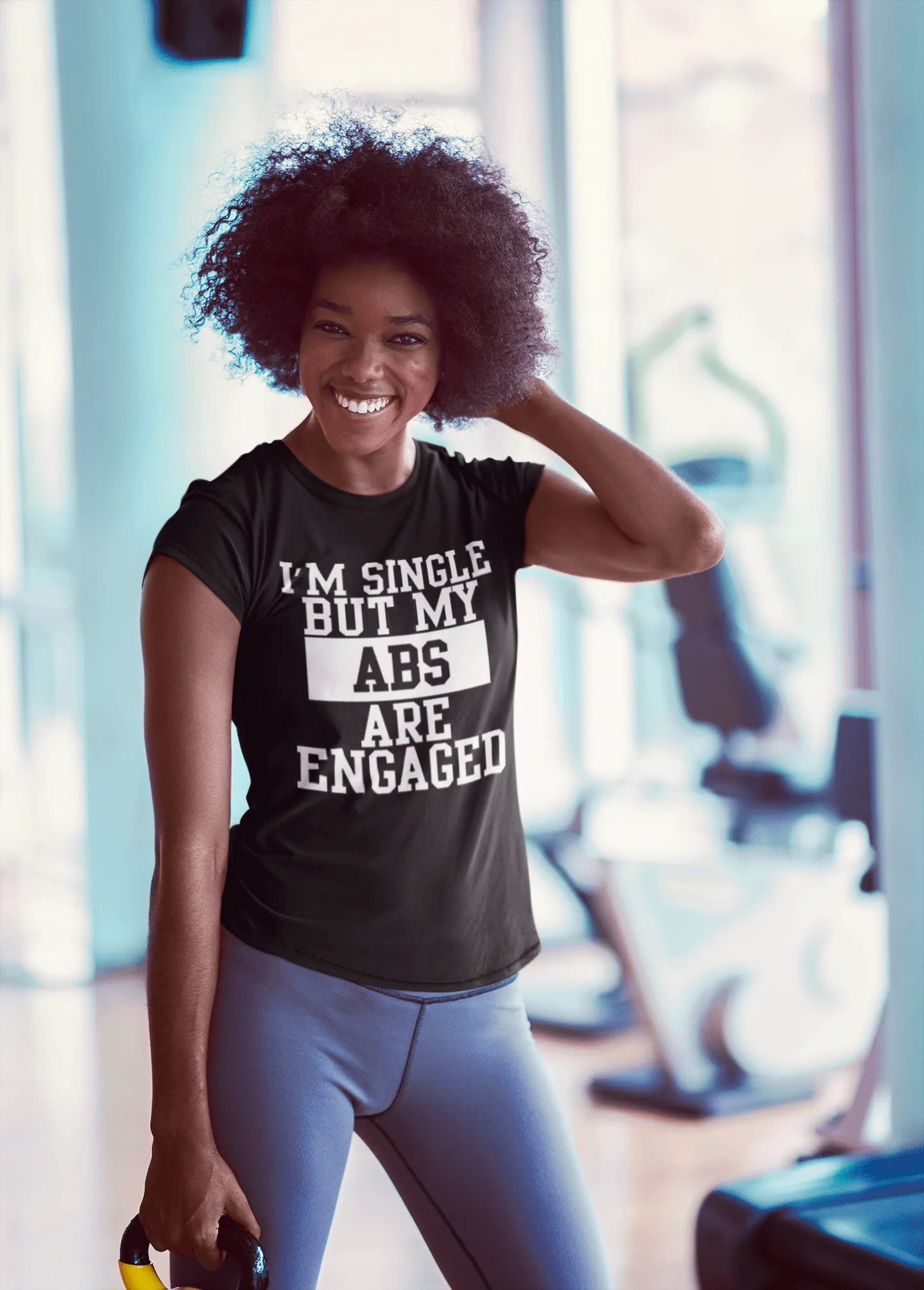 Gym T-shirt I'm Single But My Abs Are Engaged Lightweight Short Sleeve Crew Neck Top