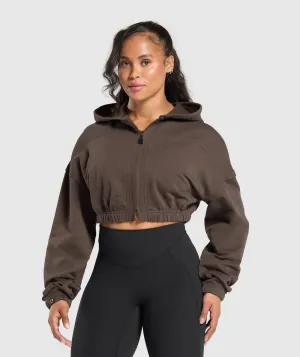 Gymshark Superset Crop Zip Hoodie - Deep Brown