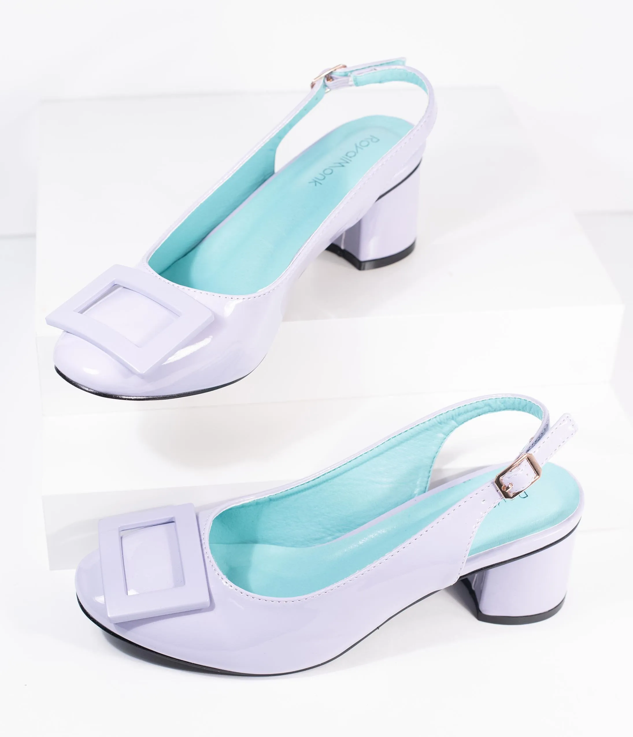 Lilac Patent Leatherette Arcadia Slingback Heels