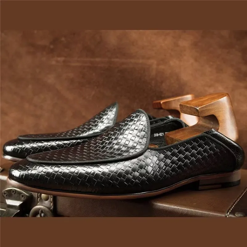 Luxury Cow Leather Exotic Texture Slip-on Loafers