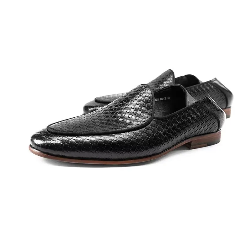 Luxury Cow Leather Exotic Texture Slip-on Loafers