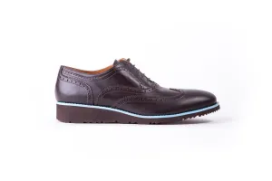 Men's Dark Brown & light Blue Accented Brogue Wingtip