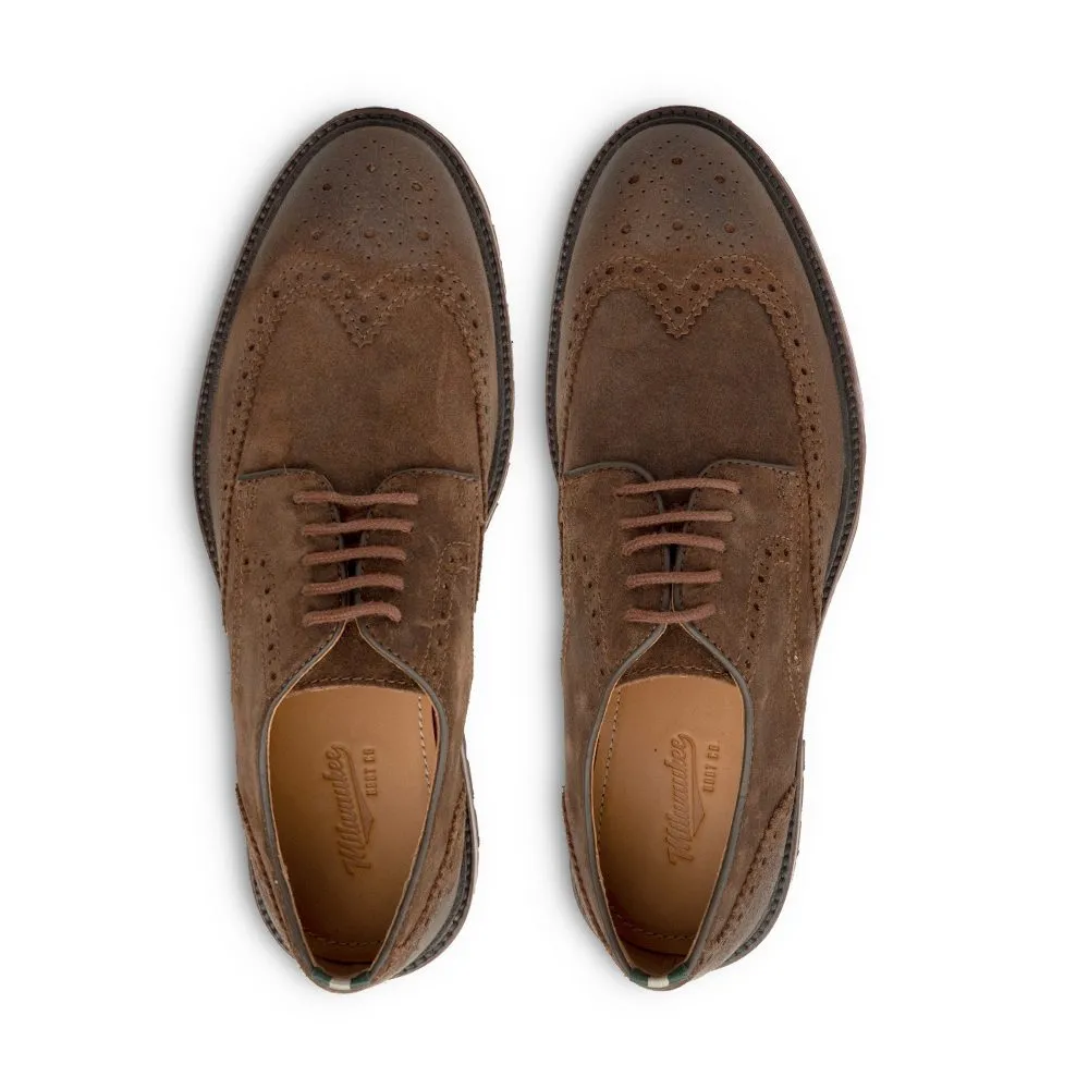 MEN'S MILWAUKEE BOOT CO. ASTOR LUG SOLE WINGTIP | DARK BROWN