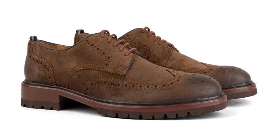 MEN'S MILWAUKEE BOOT CO. ASTOR LUG SOLE WINGTIP | DARK BROWN