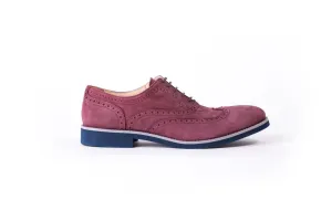 Men's Rust Nubuk & Grey Accented with Blue Sole Broge Wingtip (EX-113)