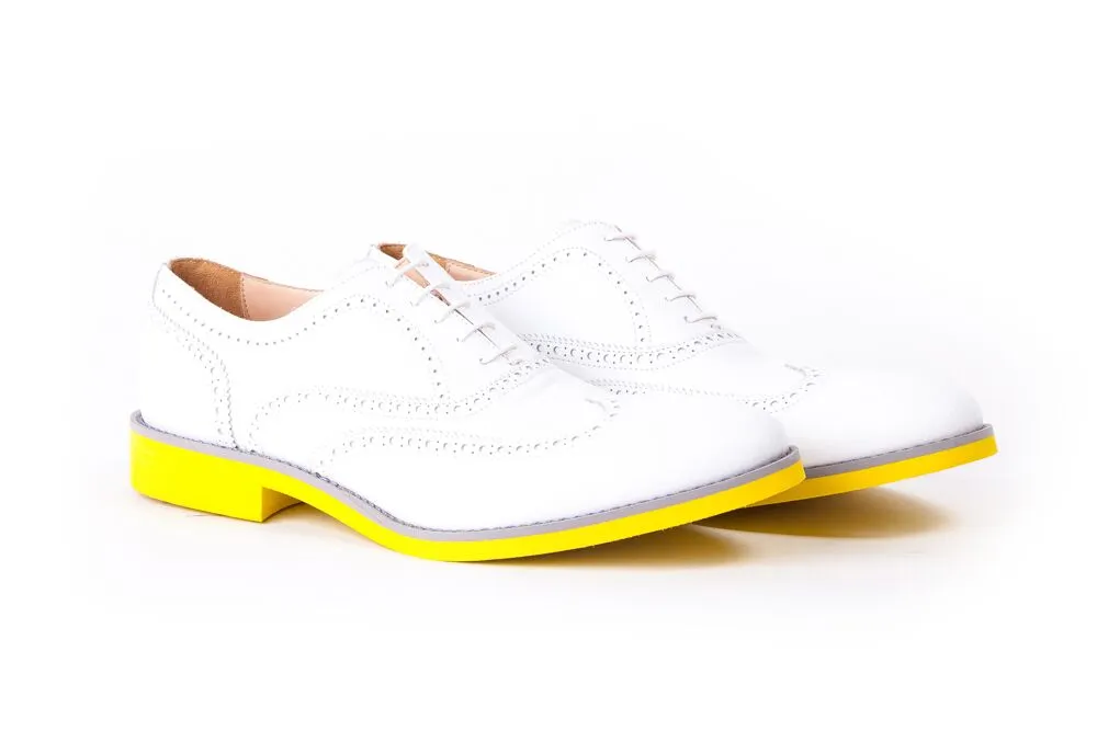 MEN'S WHITE & GREY BROGUE WINGTIP YELLOW SOLE