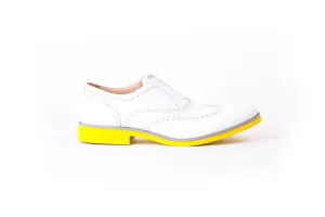 MEN'S WHITE & GREY BROGUE WINGTIP YELLOW SOLE