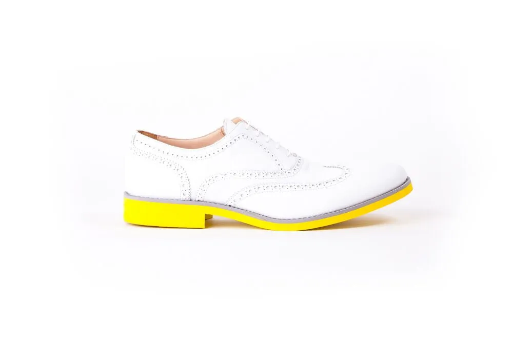 MEN'S WHITE & GREY BROGUE WINGTIP YELLOW SOLE