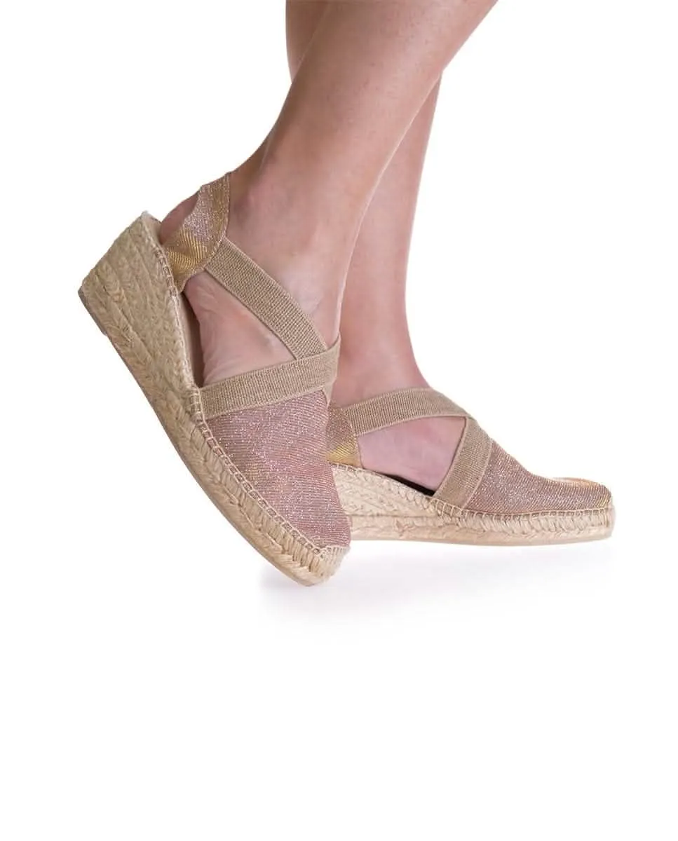 Metallic Cotton Blend Wedge Espadrille for Women - Triton