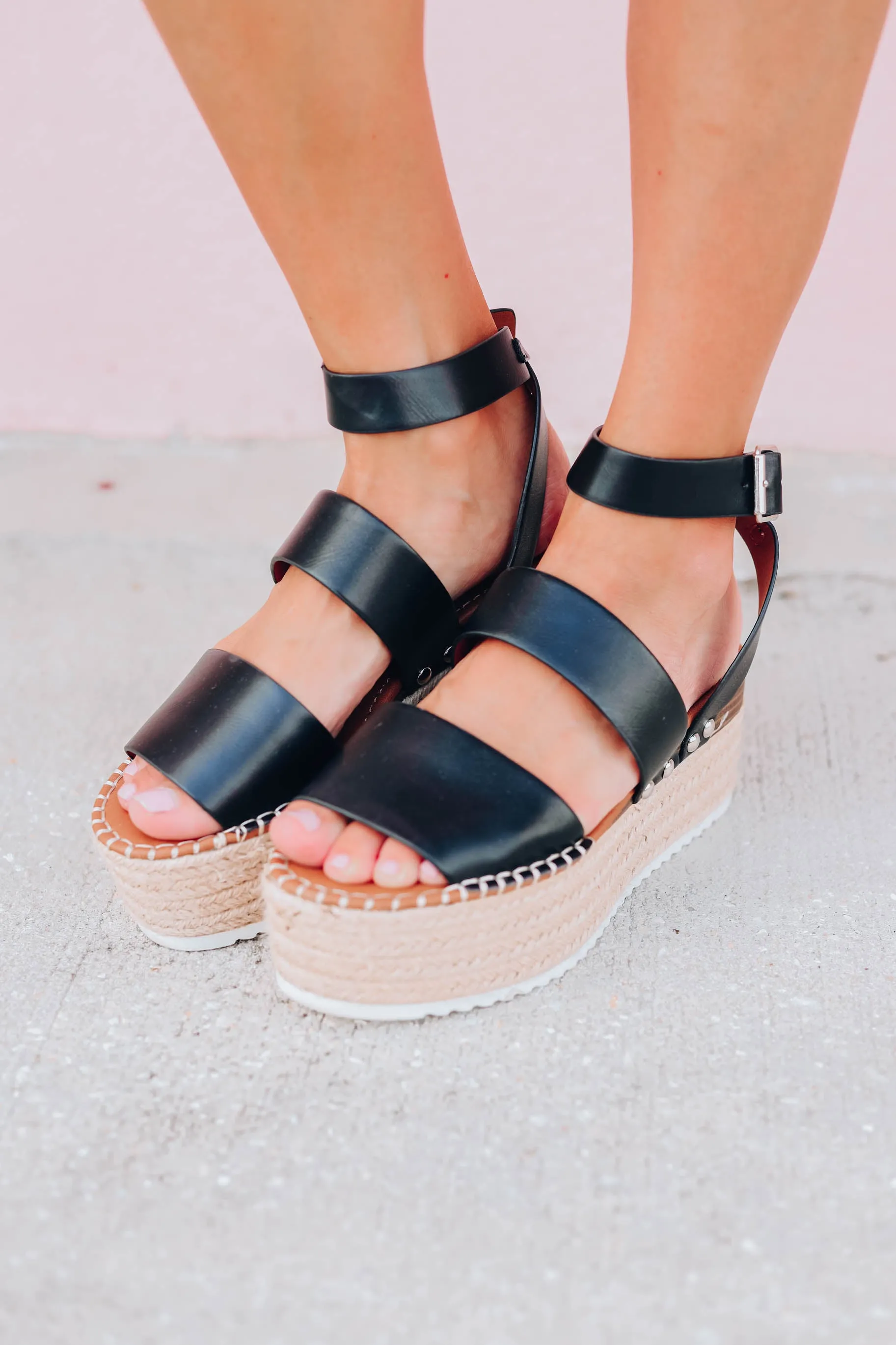 My Way Espadrille Platform Wedge Sandal - Black