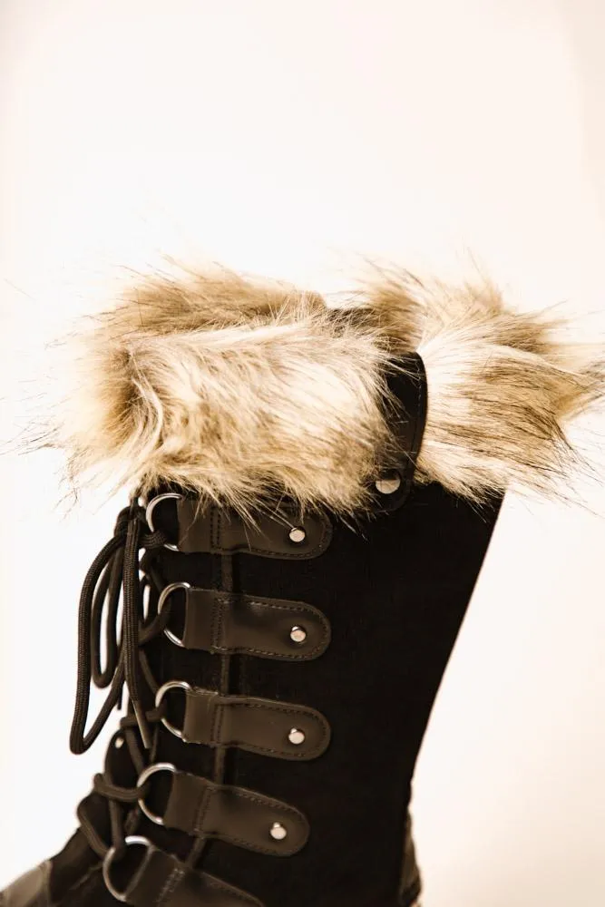 North Genuine Suede Leather Fur Boots