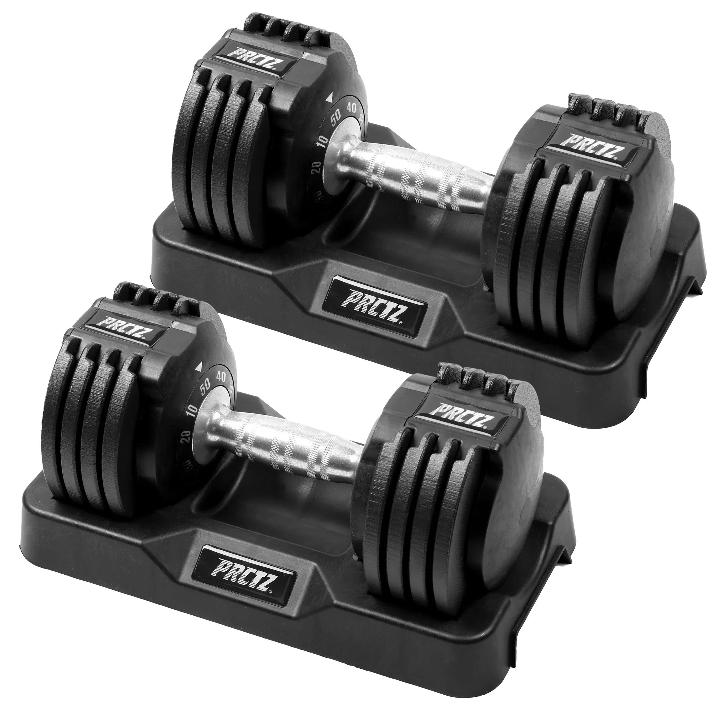 PRCTZ Modular Weight Training Barbell with 2x 10-50 lb Adjustable Dumbbell and Stand