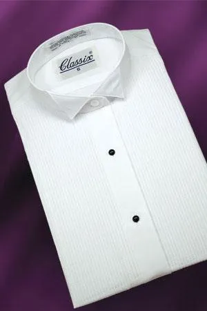 "Allison" Women's White Pleated Wingtip Tuxedo Shirt