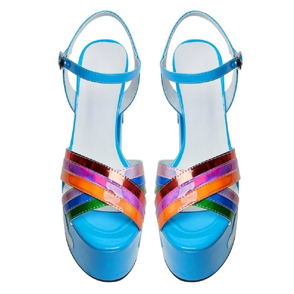 Rainbow Platform Chunky Heel Sandal