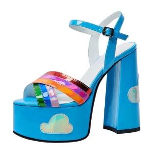 Rainbow Platform Chunky Heel Sandal