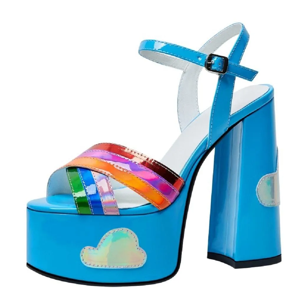 Rainbow Platform Chunky Heel Sandal