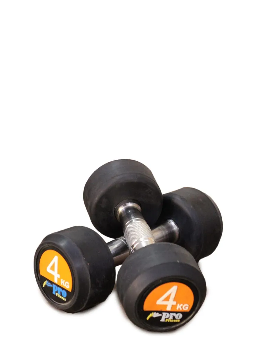 Round Rubber Dumbbells Pair - 3KG / 40KG