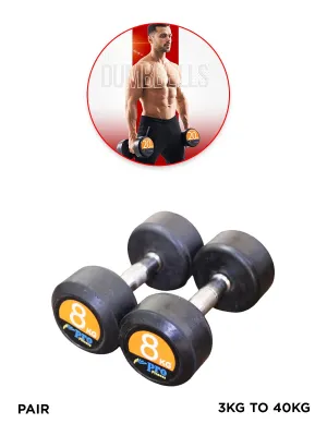 Round Rubber Dumbbells Pair - 3KG / 40KG