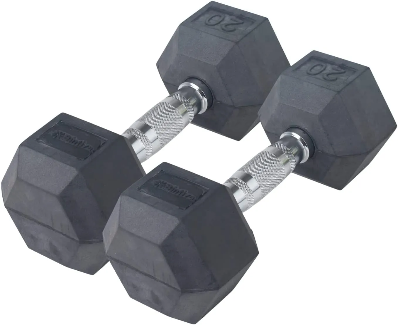 Rubber Coated Hexagon Dumbbells - Set of 2 - 8lb