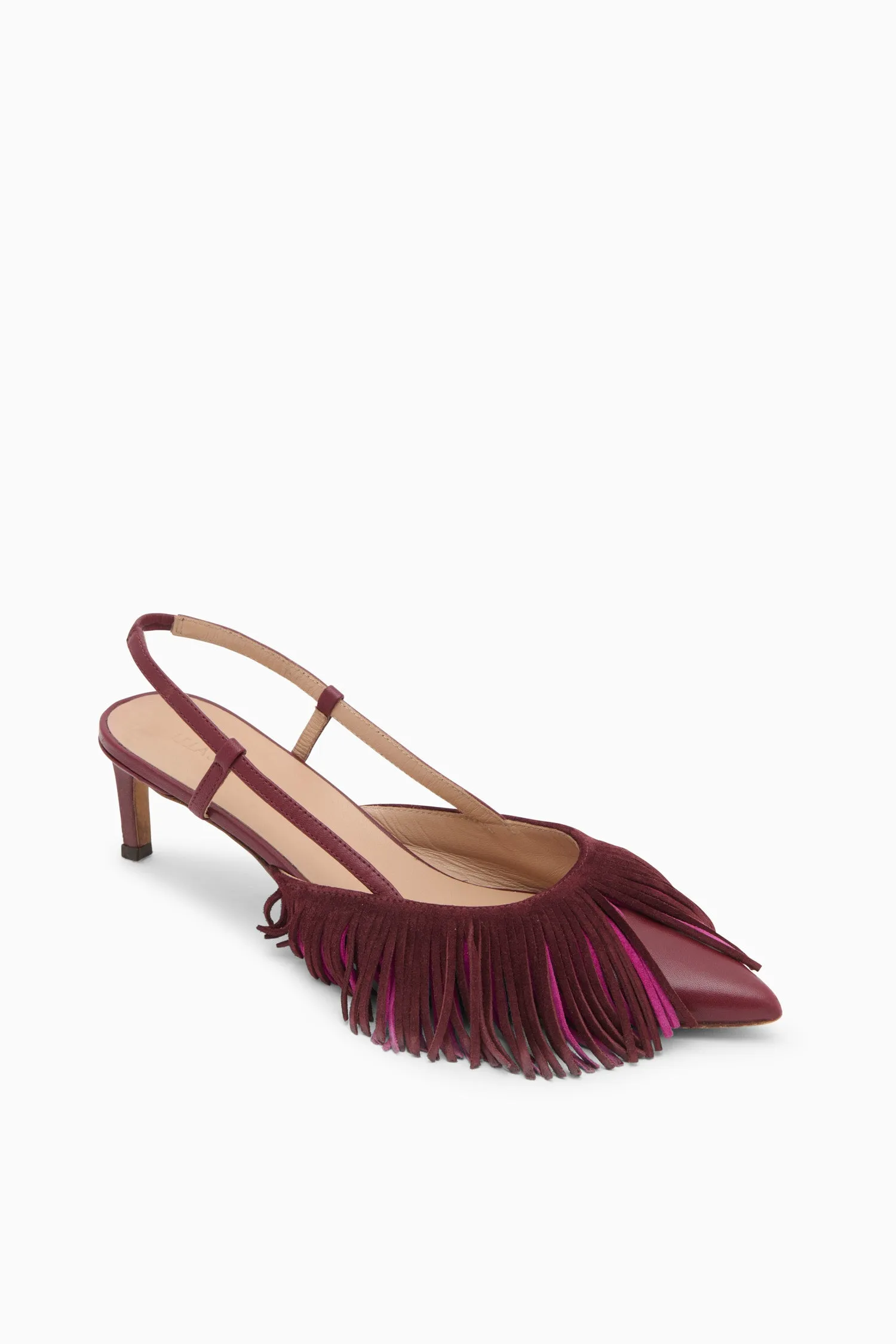 Shira Fringe Slingback - Bordeaux Colorblock