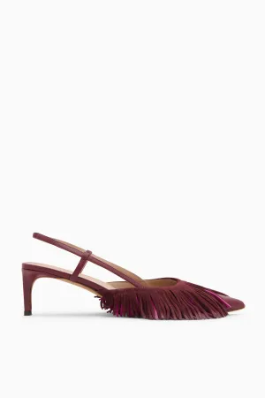 Shira Fringe Slingback - Bordeaux Colorblock