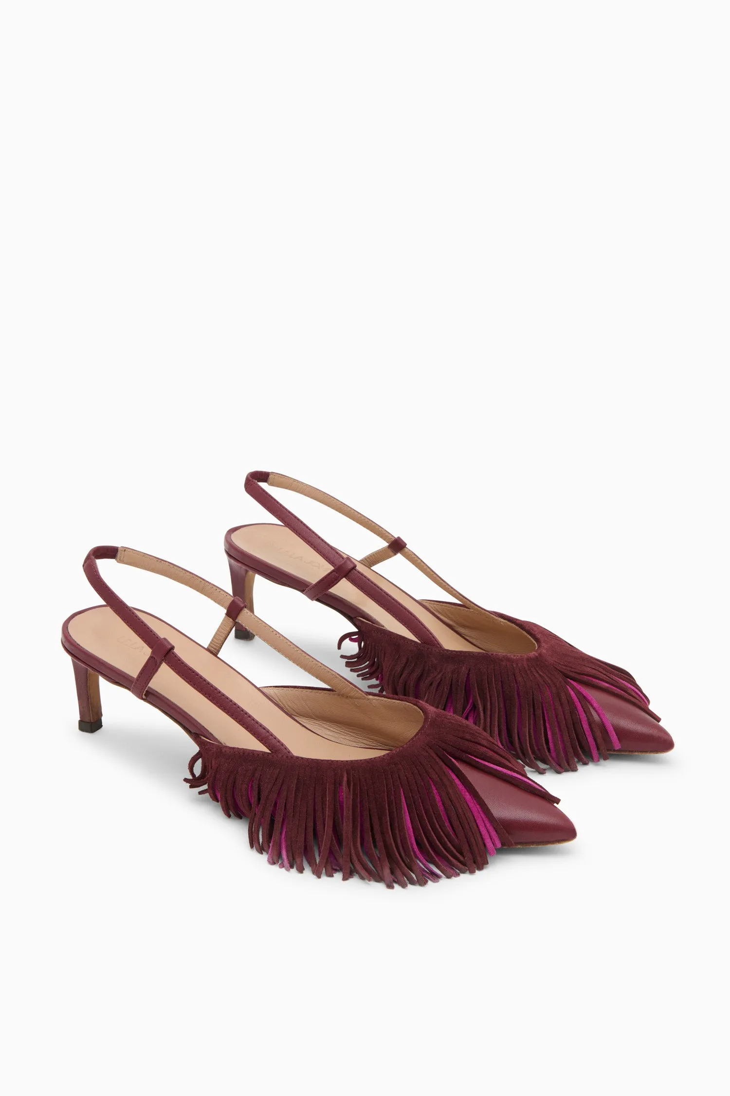 Shira Fringe Slingback - Bordeaux Colorblock