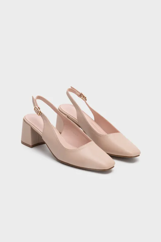 SQUARE TOE CHUNKY SLINGBACK HEEL